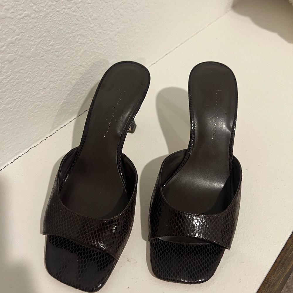 Jessica Simpson Dark Brown Textured Mules